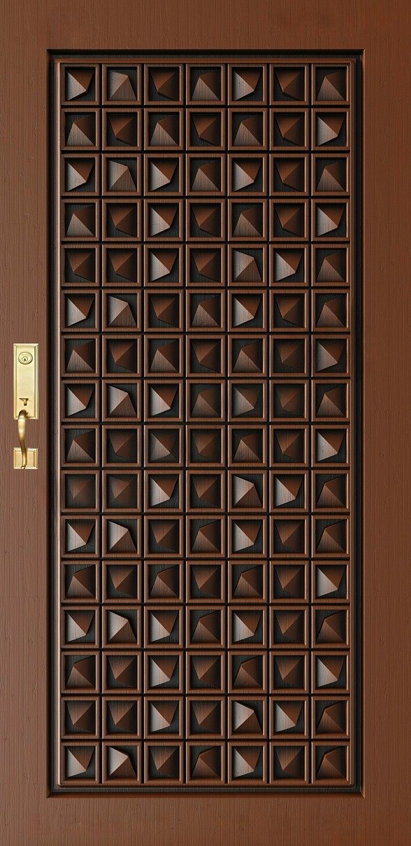 Doors - SKY-70 Modern Geometric Pyramid Pattern Architectural CNC Door Design